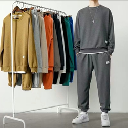 Men's Sports And Leisure Suit - Waffle Cotton T-shirt And Trousers Set For Spring & Autumn