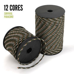 Outdoor 12-Core 4mm Thickened Reflective Paracord Fishing Line Copper Wire Wax Rope Emergency Escape Tarp Tent Camouflage Wind Rope