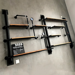 Industrial Style Decorative Wall Shelf, Wall-Mounted Display Rack, Layered Partition, Iron Pipe Wall Storage Rack