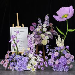 Simulated purple artificial flower bouquet road guide arrangement flower arrangement