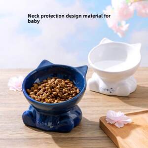 
New cat head bowl, small and medium pet dog feeding bowl, high leg cervical spine protection dog food bowl, water bowl