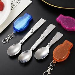 Portable Chopsticks and Spoon Set for Adults, 304 Stainless Steel, Travel Foldable Mini Retractable Storage Cutlery Spoon