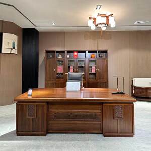 
New Chinese style desk modern minimalist executive manager desk with ebony wood veneer boss desk office furniture