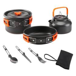 Factory hot-selling direct supply camping portable set combination teapot folding outdoor utensils cooker pot set pot
