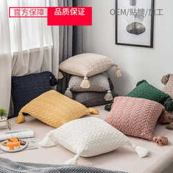Nordic Ins Style Pillowcase, Headboard Cushion, Lumbar Pillow, Model Room Living Room Sofa Tassel Pillow, Removable and Washable