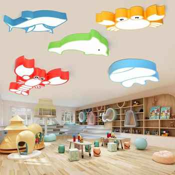 
LED creative cartoon dolphin lobster jellyfish shape lamp kindergarten classroom swimming pool mother and baby store ceiling chandelier
