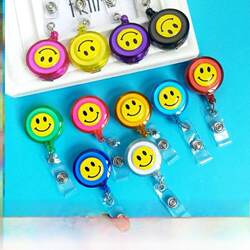 Smiley Face Transparent Easy-To-Stretch Retractable Badge Holder for Nurses, Employee Id Card Holder, Work Badge, Badge Card Holder, Lanyard Clip