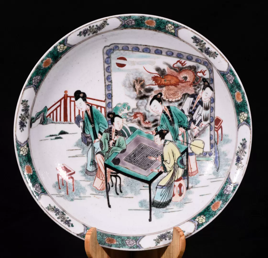 中国古美術品 大清康煕年製 五彩龍文大皿 - キッチン/食器