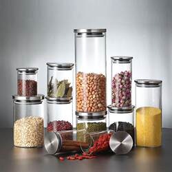 Jingpufei Transparent Glass Bottle Sealed Jar with Lid Kitchen Storage Jar Food and Dried Fruit Storage Jar Grain Storage Jar