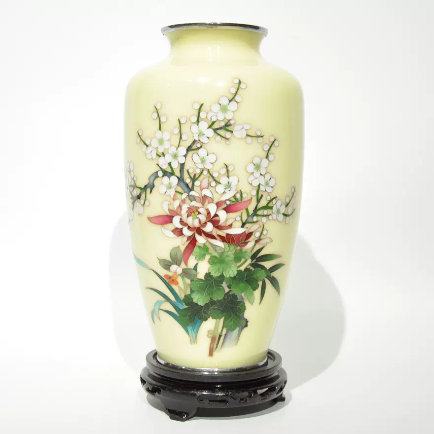 2073 七宝焼　景泰藍　花瓶　時代物 2073 七宝焼 景泰藍 花瓶 時代物 中国七宝焼 壷 景泰藍