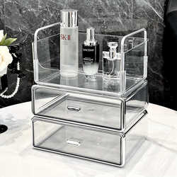 Light Luxury Cosmetics Storage Box, Dressing Table Desktop Skincare Product and Perfume Organizer, Transparent Lipstick Drawer Organizer