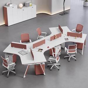 
Staff office desk chair combination work station special shape 6 person desk staff three person office furniture modern simple