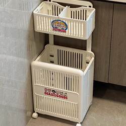 Dirty Clothes Storage Basket, Double-Layer Dirty Clothes Hamper, Household Dirty Clothes Basket with Wheels, Foldable Dirty Clothes Basket, Stylish and Attractive Design
