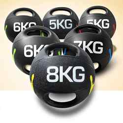 Fitness Strength Training Hand Ball Double-Handle Medicine Ball Core Hand-Held Solid Rubber Gravity Ball Children's Personal Trainer Assistant