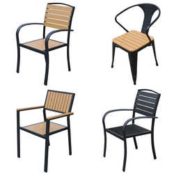 Outdoor anti-corrosion wood dining chair, courtyard balcony single chair, simple garden open-air cafe, leisure plastic wood chair wholesale