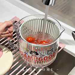 Vegetable Dehydrator, Salad Manual Spinner, Vegetable Preparation and Washing Basin, Draining Basket, Kitchen and Home Essentials, New Model