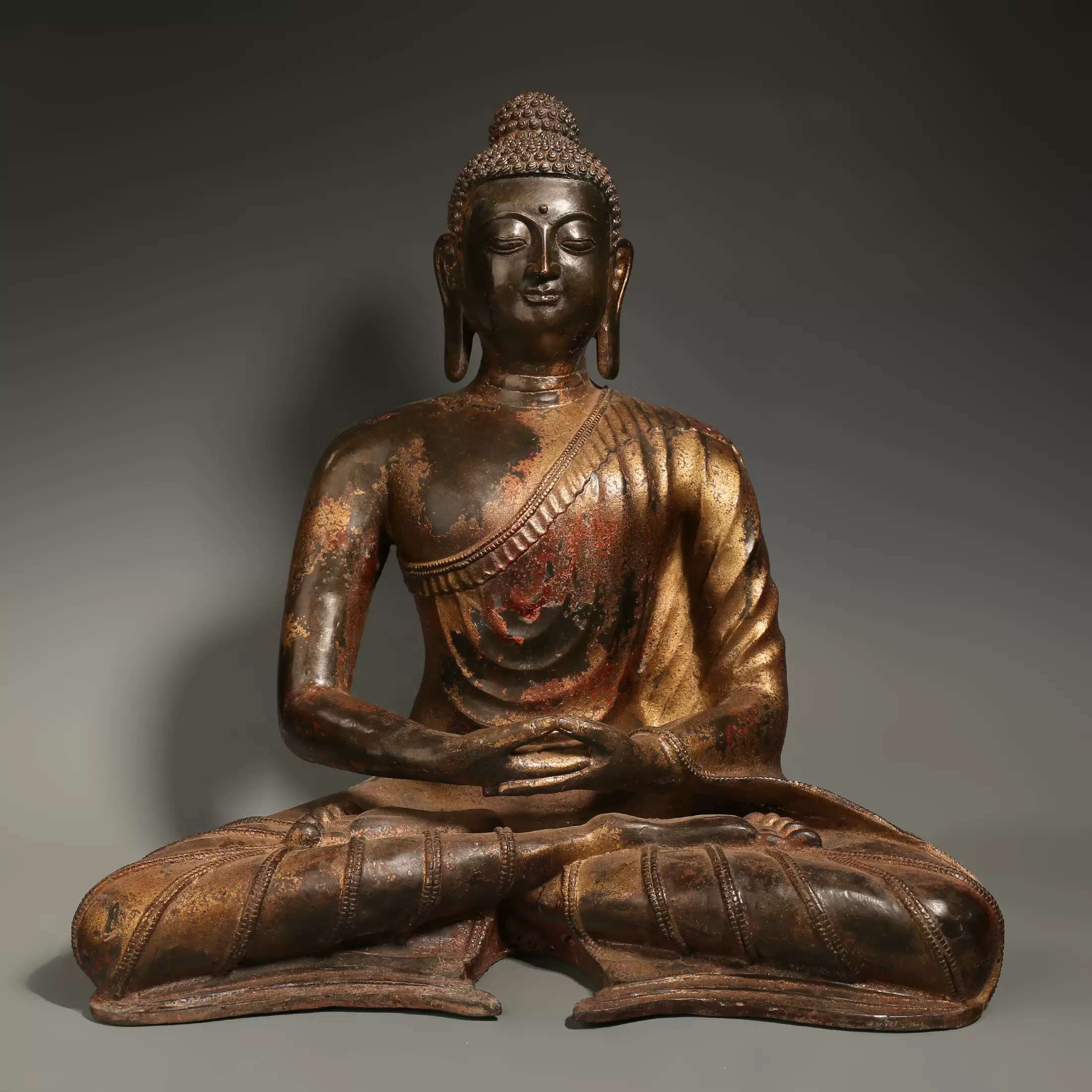 仏像 清代 旧蔵 藏古佛像 泥金迦摩尼佛 銅製 銅琉金