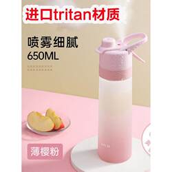 High-Appearance Value Internet Celebrity Spray Water Bottle for Women, Portable Student and Children's Handy Cup, Spring Sports Water Bottle, Plastic Cup for Boys