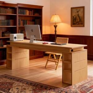 
Birch marine board table, mid-century style conference table, rectangular office desk, computer table, log designer workbench
