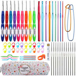 Combination tool crochet lace set iron needle aluminum oxide knitting style crochet color suit bag storage f