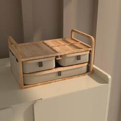Design Rabbit-Shaped Desktop Storage Box, Drawer-Style Multi-Layer Cosmetic Organizer, Creative Office Bamboo Jewelry Box, Japanese Style