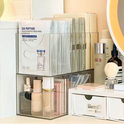 Facial Mask Storage Box, Cosmetics Compartmentalized Skincare Organizer, Desktop High-End Transparent Rectangular Dressing Table