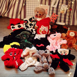 Thickened coral dog clothes transform into warm raincoats