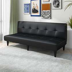 Leather Sofa Bed for Single Person, Small Apartment Folding Bed, Faux Leather Pu Leather, Art Store Room, Apartment, Hair Salon, Office