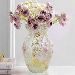 New pink tempered mosaic glass vase fashionable home guest restaurant decoration flower arrangement