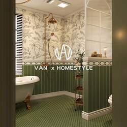 Vintage Green Wall Tiles for Bathroom, French-Style Small Floral Tiles for Bathroom and Kitchen, Toilet Wall Tiles