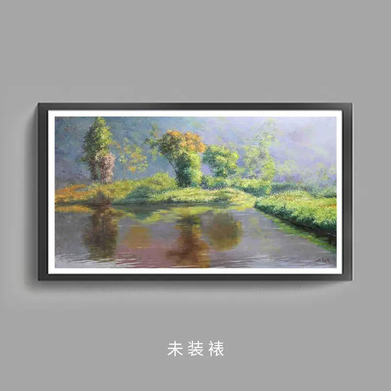 朝鲜一级画家罗珠《河》风景油画c5697-Taobao