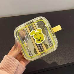 304 Stainless Steel Portable Cutlery Set Creative Foldable Spoon, Fork, and Chopsticks Three-Piece Set with Storage Case