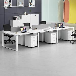 
Staff office desk and chair combination simple modern white 2/4/6 person office work station desk computer desk furniture