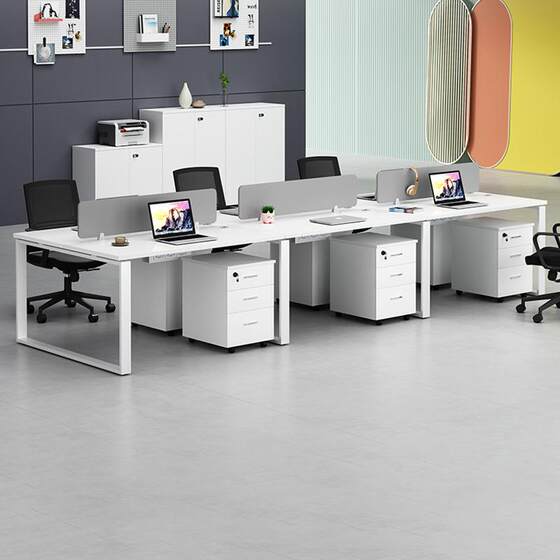 
Staff office desk and chair combination simple modern white 2/4/6 person office work station desk computer desk furniture