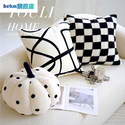 Black and White Minimalist Nordic Ins-Style Pillow Cover for Living Room Sofa, Abstract Lumbar Pillow Cushion with Insert