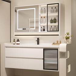 Smart Bathroom Cabinet with Integrated Ceramic Basin, Washbasin Cabinet Combination, Vanity Washstand, Simple New Style Set
