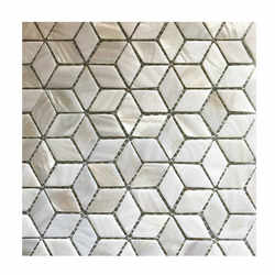 Shell TV background wall living room shell pure white three diamonds and hexagonal mosaic natural shell building materials