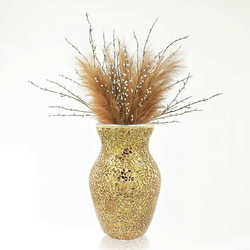 New pink tempered mosaic glass vase fashionable home guest restaurant decoration flower arrangement