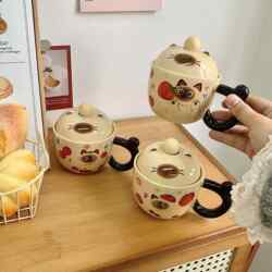 Siamese Cat Mug with Lid and Spoon, Cute Ceramic Cup for Women, Home Office Coffee Breakfast Cup, Birthday Gift