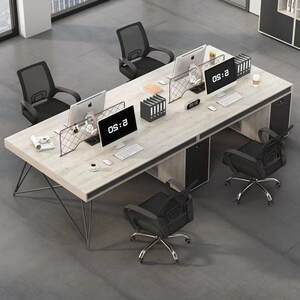 
Office desk industrial style four-seat six-seat staff desk and chair combination simple office furniture manufacturer