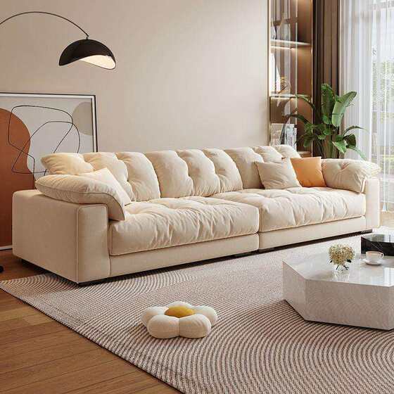 Cat Claw Fabric Sofa Modern Simple Light Luxury Rental Straight Row Cloud Sofa Cream Style Living Room Home Small Apartment