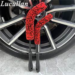 Car Curved Handle Wheel Hub Cleaning Brush, Faux Wool Soft Fiber Wire Rim Strip, Engine Gap Detail Cleaning Brush
