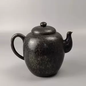 大ぶり 錫製 茶壺 飾り壺 錫半造 上錫 松竹梅図 桐箱入