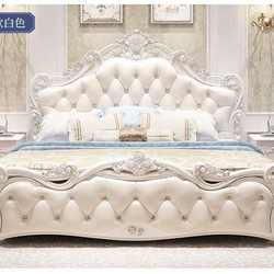 European style bed modern minimalist French princess bed simple European double bed pink leather wedding bed master bedroom furniture combination set
