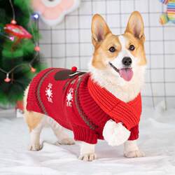Dog Clothes Autumn and Winter Sweaters Corgi Shiba Inu Teddy French Bulldog Winter Clothing Warm Small and Medium-Sized Dog Pet Christmas Sweater