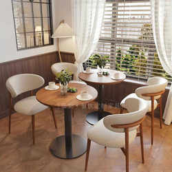 Internet celebrity solid wood soft-covered chair, coffee shop, western restaurant, dessert table and chair combination, tea restaurant, commercial small round table, square table