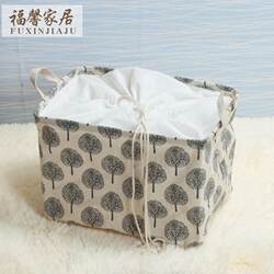 Home Textile Drawstring Storage Basket, Cotton and Linen Foldable Laundry Hamper, Storage Bin for Clothes, Laundry Basket, Storage Box