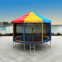 Colorful trampoline bounce large round tent household ceiling children and adults bounce sunshade outdoor stall trampoline