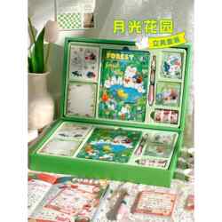 Moonlight Garden Stationery Set Notebook Gift Box Handbook Elementary School Back-To-School Gift Box Wind-Blown Exquisite Gift Notebook for Girls Boys Junior High School Students Birthday Gift for Girls