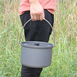 Outdoor pot camping camping non-stick pot 8 liter hanging pot picnic single pot picnic pot campfire pot stove camping cooking utensils